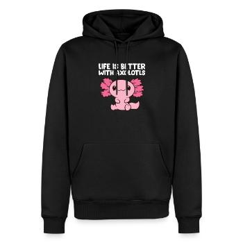 La vie est meilleure avec Axolotls - Sweat à capuche Premium bio Homme - noir - Devant - Nico (187cm)