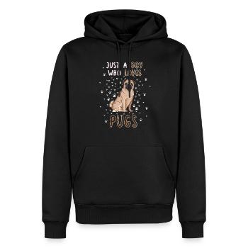 Just A Boy Who Loves Pugs - Men’s Premium Organic Hoodie - black - Front - Nico (187cm)