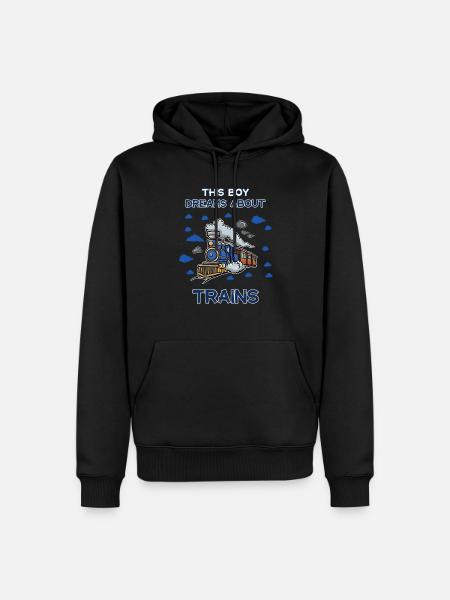 This Boy Dreams About Trains - Men’s Premium Organic Hoodie - black
