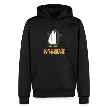 Pinguin leicht abgelenkt durch Pinguine - Männer Premium Bio Hoodie - Schwarz - Vorne - Nico (187cm)