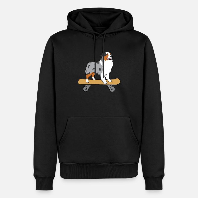Aussie Skateboard Liebe Australian Shepherds - Männer Premium Bio Hoodie - Schwarz