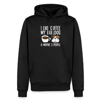 J’aime le café, mon bouledogue et peut-être 3 - Sweat à capuche Premium bio Homme - noir - Devant - Nico (187cm)