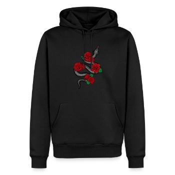 Ästhetische weiche Grunge-Schlange mit roten Rosen Grafik - Männer Premium Bio Hoodie - Schwarz - Vorne - Nico (187cm)