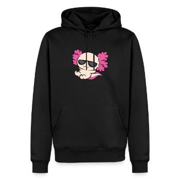 Cooler Axolotl mit Sonnenbrille Liebe Axolotl - Männer Premium Bio Hoodie - Schwarz - Vorne - Nico (187cm)