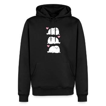 Mignons Phoques Bébés Phoques Amour Phoques - Sweat à capuche Premium bio Homme - noir - Devant - Nico (187cm)