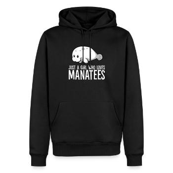 Juste une fille qui aime les lamantins - Sweat à capuche Premium bio Homme - noir - Devant - Nico (187cm)