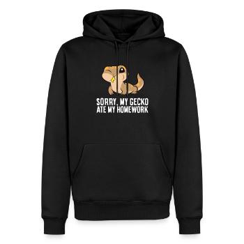 Lustiger Gecko Sorry My Gecko Ate My Homework - Männer Premium Bio Hoodie - Schwarz - Vorne - Nico (187cm)