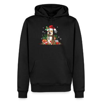 Chien Corgi de Noël avec chapeau de Père Noël - Sweat à capuche Premium bio Homme - noir - Devant - Nico (187cm)