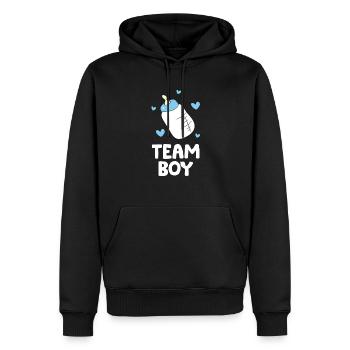 Gender Reveal Baby Shower Team Boy - Sweat à capuche Premium bio Homme - noir - Devant - Nico (187cm)