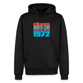Januar 1972 geboren 50 Geburtstag Chaos Since 1972 - Männer Premium Bio Hoodie - Schwarz - Vorne - Nico (187cm)