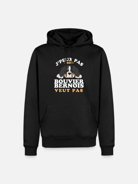 Mon bouvier bernois ne veut pas - Sweat à capuche Premium bio Homme - noir