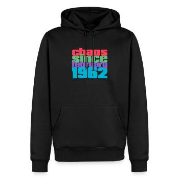 60. Geburtstag im Februar 1962 Chaos since 1962 - Männer Premium Bio Hoodie - Schwarz - Vorne - Nico (187cm)