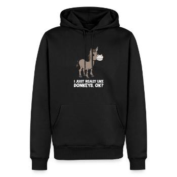Ich mag einfach wirklich Esel, okay lustiger Esel - Männer Premium Bio Hoodie - Schwarz - Vorne - Nico (187cm)
