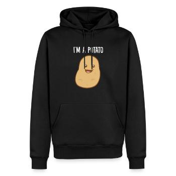 Je suis une pomme de terre - Sweat à capuche Premium bio Homme - noir - Devant - Nico (187cm)