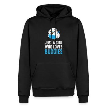Just a Girl Who Loves Budgies Pet Budgerigar - Männer Premium Bio Hoodie - Schwarz - Vorne - Nico (187cm)