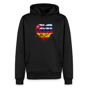 Espagne Cuba Coeur - Sweat à capuche Premium bio Homme - noir - Devant - Nico (187cm)