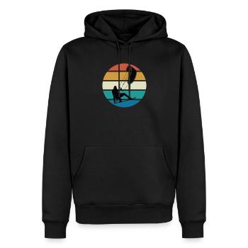Kitesurf vintage, Kiteboarder - Sweat à capuche Premium bio Homme - noir - Devant - Nico (187cm)