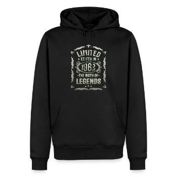 Geboren 1962 60. Geburtstag Birth of Legends 1962 - Männer Premium Bio Hoodie - Schwarz - Vorne - Nico (187cm)