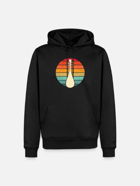 Biwa Asian RETRO String Instrument - Men’s Premium Organic Hoodie - black