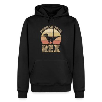 Papasaurus Rex Papa Dinosaure - Sweat à capuche Premium bio Homme - noir - Devant - Nico (187cm)