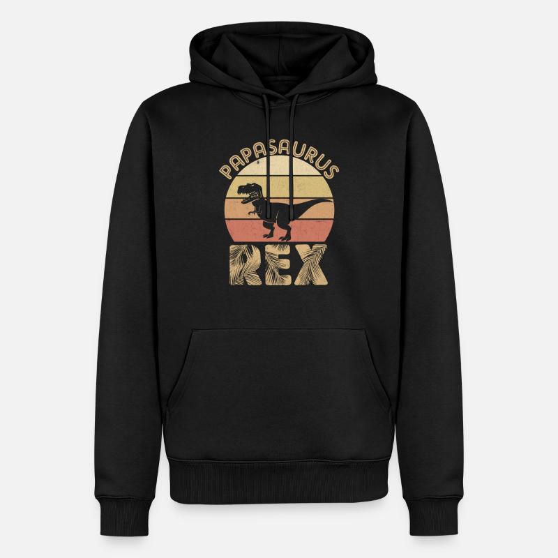 Papasaurus Rex Papa Dinosaure - Sweat à capuche Premium bio Homme - noir
