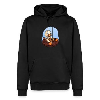 Duck Playing Guitar - Men’s Premium Organic Hoodie - black - Front - Nico (187cm)