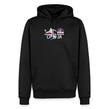 Football Serbe Srbija fudbal Srpski fudbal - Sweat à capuche Premium bio Homme - noir - Devant - Nico (187cm)