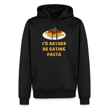 Spaghetti Chef mit lustigem Zitat „Pasta“ - Männer Premium Bio Hoodie - Schwarz - Vorne - Nico (187cm)