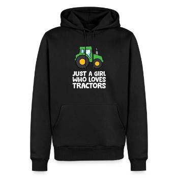 Juste une fille qui aime les tracteurs - Sweat à capuche Premium bio Homme - noir - Devant - Nico (187cm)