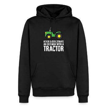 Ne sous-estimez jamais un vieil homme avec un tracteur - Sweat à capuche Premium bio Homme - noir - Devant - Nico (187cm)