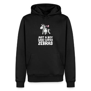 Nur ein Junge, der Zebras liebt - Männer Premium Bio Hoodie - Schwarz - Vorne - Nico (187cm)