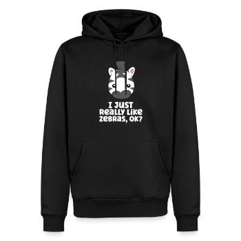 Zebra-Liebhaber Ich mag Zebras einfach sehr - Männer Premium Bio Hoodie - Schwarz - Vorne - Nico (187cm)