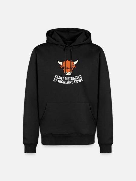 Easily Distracted By Highland Cows - Men’s Premium Organic Hoodie - black