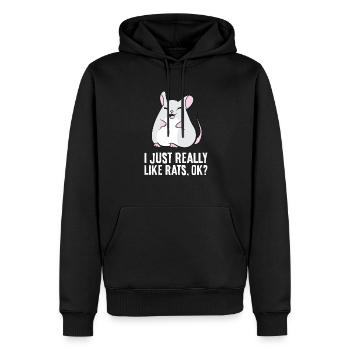 Amoureux des rats, j’aime vraiment les rats, d’accord les rats mignons - Sweat à capuche Premium bio Homme - noir - Devant - Nico (187cm)