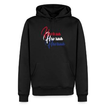 La Havane, Cuba - Sweat à capuche Premium bio Homme - noir - Devant - Nico (187cm)