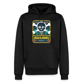 Fleurs de tête et d’os - Sweat à capuche Premium bio Homme - noir - Devant - Nico (187cm)