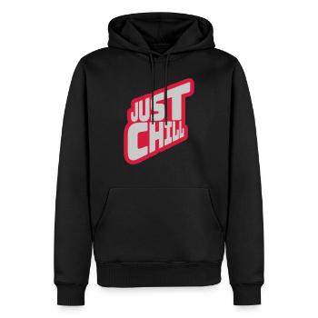 Just Chill Text Logo - Männer Premium Bio Hoodie - Schwarz - Vorne - Nico (187cm)