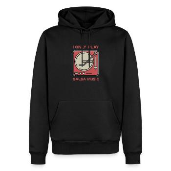 I Only Play Salsa Music - Sweat à capuche Premium bio Homme - noir - Devant - Nico (187cm)