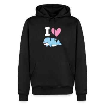 J’adore les dauphins Mer Océan Dauphin mignon - Sweat à capuche Premium bio Homme - noir - Devant - Nico (187cm)