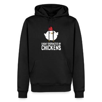 Facilement distrait par les poulets - Sweat à capuche Premium bio Homme - noir - Devant - Nico (187cm)
