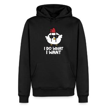 Ich mache was ich will Lustiges Huhn - Männer Premium Bio Hoodie - Schwarz - Vorne - Nico (187cm)