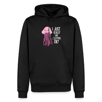 J’aime beaucoup les méduses, d’accord? Drôle - Sweat à capuche Premium bio Homme - noir - Devant - Nico (187cm)