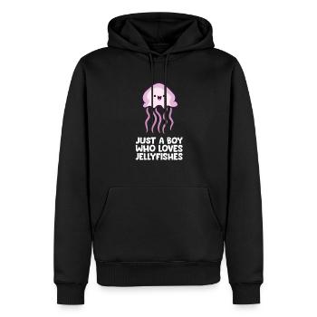 Nur ein Junge, der Quallen liebt - Männer Premium Bio Hoodie - Schwarz - Vorne - Nico (187cm)