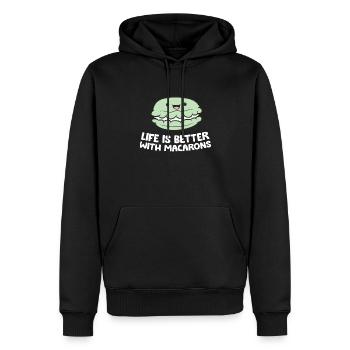 Französisches Macaron-Dessert Das Leben ist - Männer Premium Bio Hoodie - Schwarz - Vorne - Nico (187cm)
