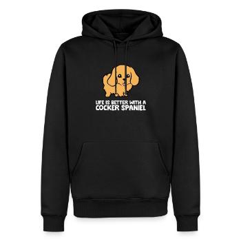 La vie est meilleure avec un cocker épagneul - Sweat à capuche Premium bio Homme - noir - Devant - Nico (187cm)