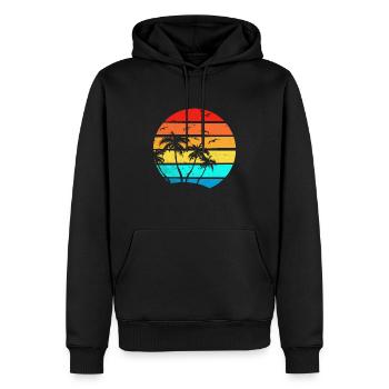 Palmier Cocotier Oiseaux Mer Océan été - Sweat à capuche Premium bio Homme - noir - Devant - Nico (187cm)