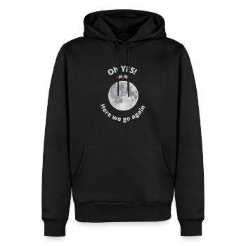 Oh oui! Revenons au sujet ! Retour sur la lune ! - Sweat à capuche Premium bio Homme - noir - Devant - Nico (187cm)