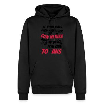 j'ai 70 ans / humour anniversaire 70 ans - Sweat à capuche Premium bio Homme - noir - Devant - Nico (187cm)