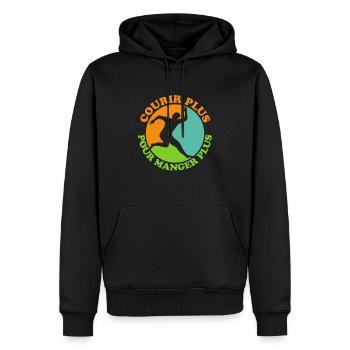Courir plus pour manger plus 1 - Sweat à capuche Premium bio Homme - noir - Devant - Nico (187cm)
