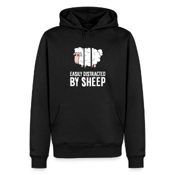 Leicht ablenkbar durch Schafe - Männer Premium Bio Hoodie - Schwarz - Vorne - Nico (187cm)